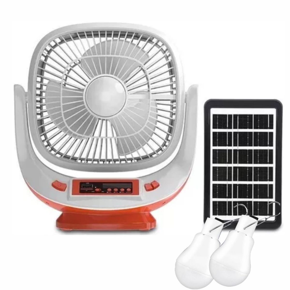 GENERICO - Ventilador Portátil Solar Con Radio Fm Lámpara Bombillo Led