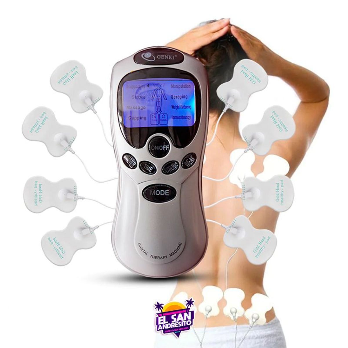 GENERICO - Gimnasia Pasiva Tv Digital 8 Electrodos Doble Salida