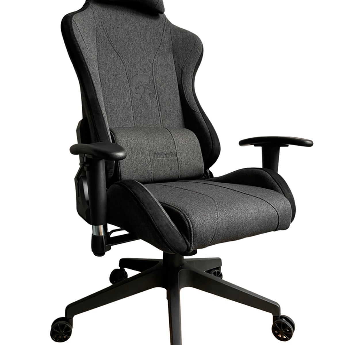 GENERICO - Silla Gamer en Tela de Paño Reclinable 180º Brazos 2D Gris Negra