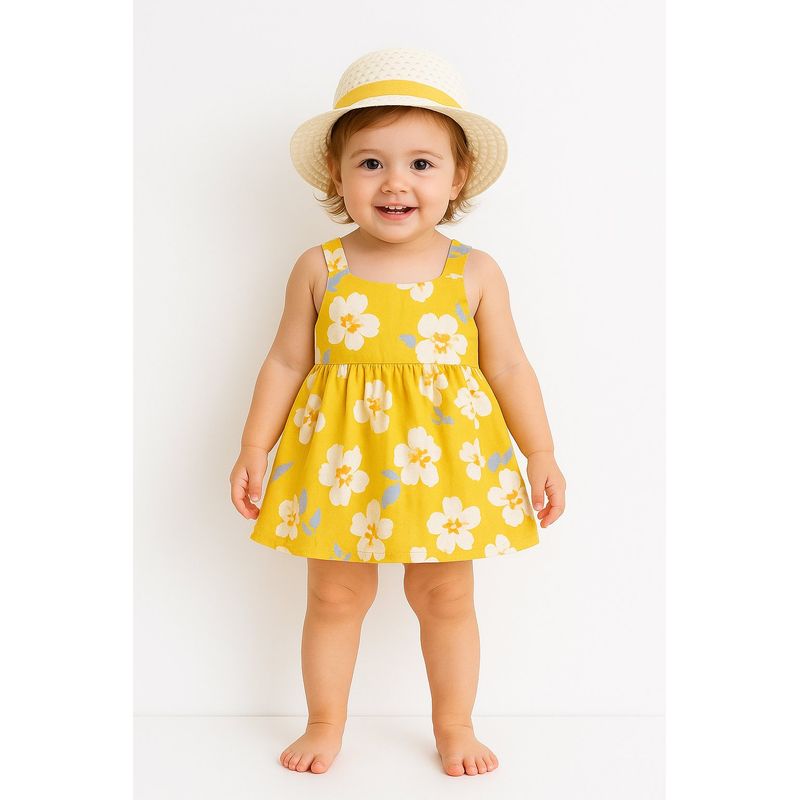 LUSOLSI - Conjunto Vestido + Pava Para Niña  Ideal Clima Cálido