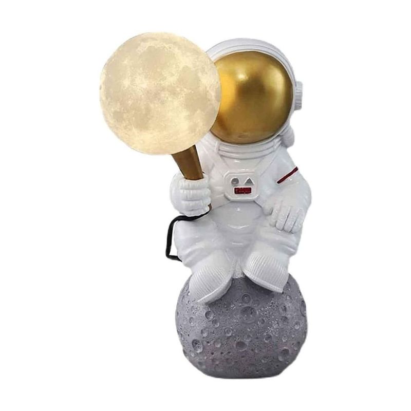 MOBLIHOUSE - Lampara De Mesa Astronauta Lampara Resina Para Habitación De Los Niños
