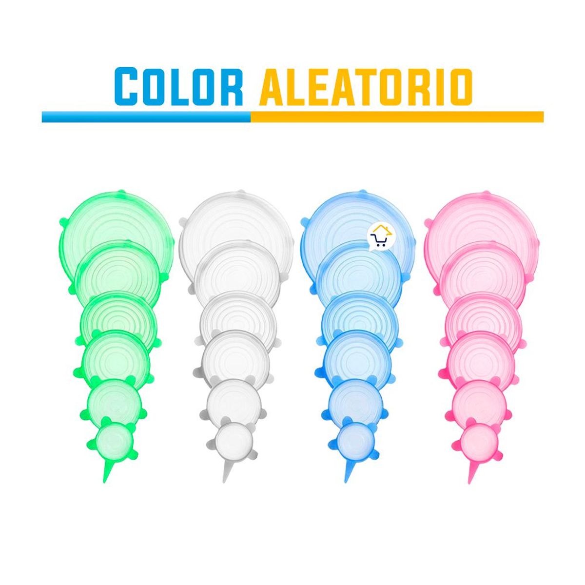COMPRALOENCASA COM - Tapas elásticas silicona cocina x6 reutilizables gm1903-626