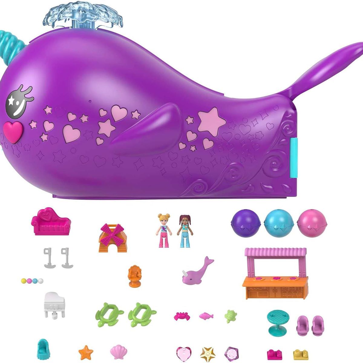 POLLY POCKET - Polly Pocket Aventura la Cueva Ballena Sparkle Barco Narval