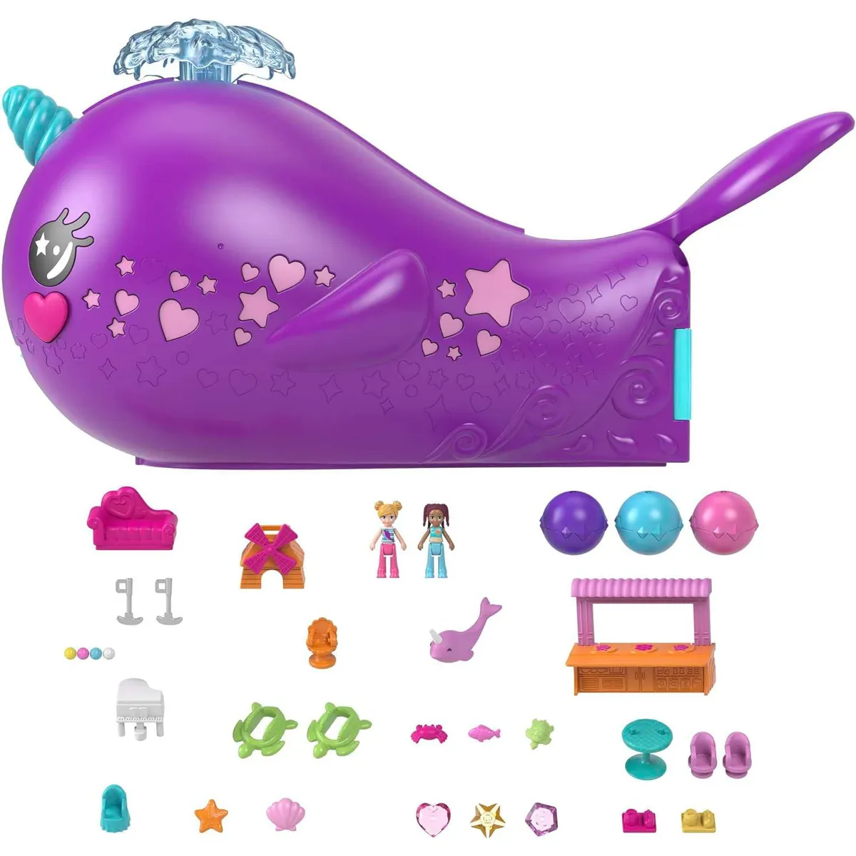 POLLY POCKET - Polly Pocket Aventura la Cueva Ballena Sparkle Barco Narval