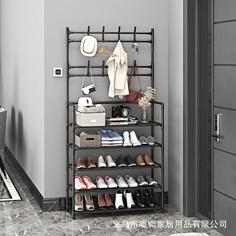 GENERICO - Zapatero Perchero Organizador 4 Niveles Multifunción Color Negro