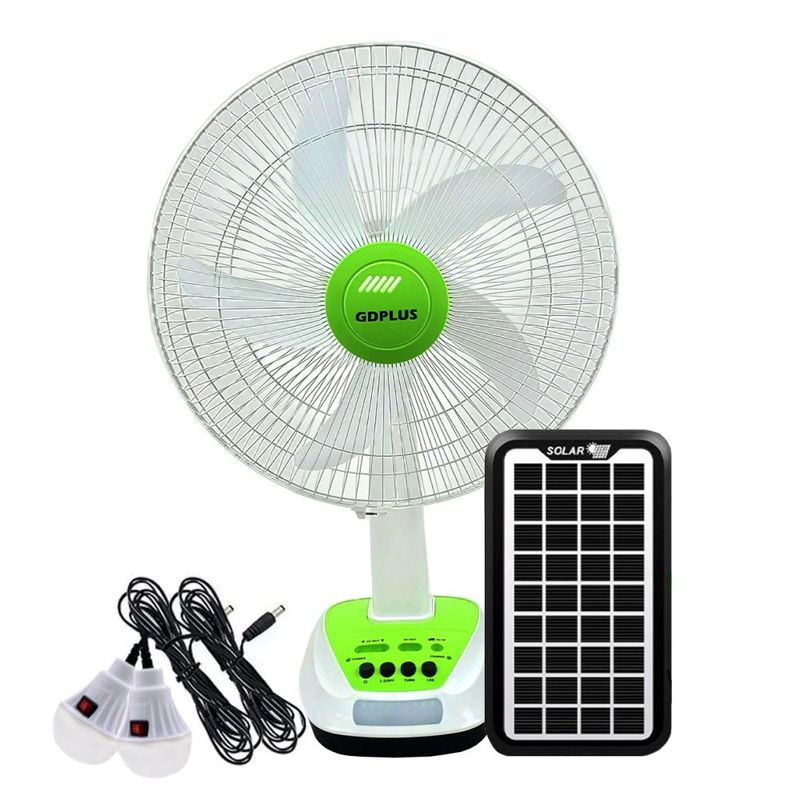 GENERICO - Ventilador Recargable Panel Solar Bombillos Led Usb