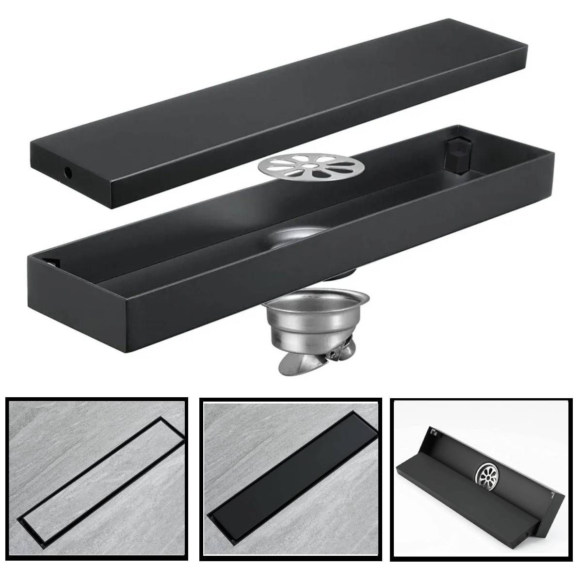 GENERICO - Rejilla Negra Rectangular Piso 30cmx10cm Panel Oculto Tames