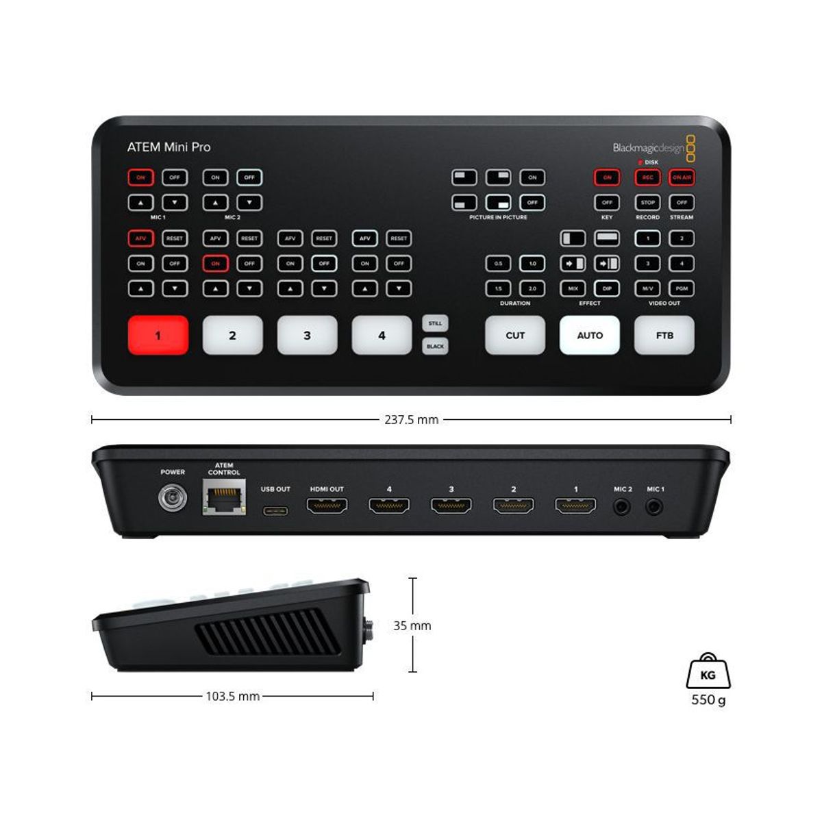 BLACKMAGIC DESIGN - atem mini pro Blackmagic consola mezcladora live stream switcher