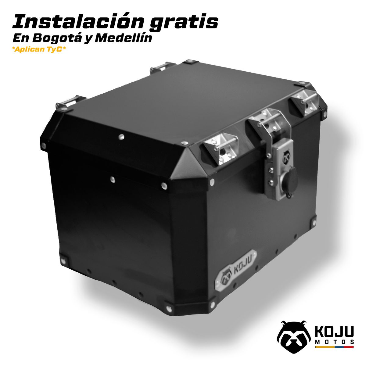 KOJU - Maletero en aluminio para moto de 37L color NEGRO marca KOJU