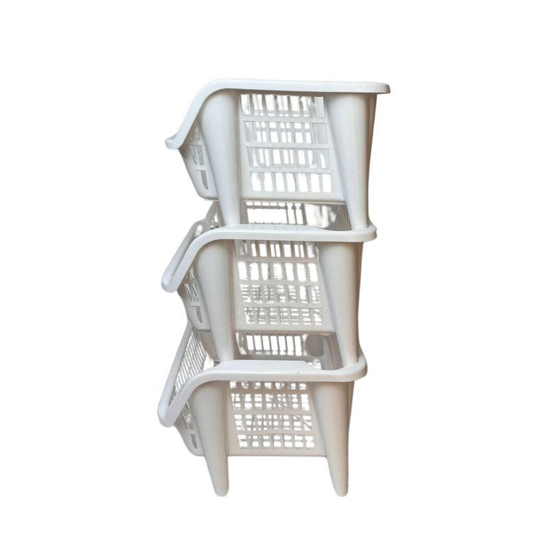 BUHOGAR - Almacenador organizador apilable frutas verduras multiusoX3  BLANCO