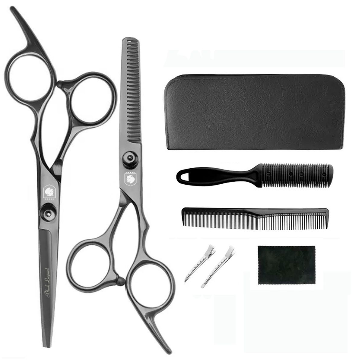 GENERICO - Set tijeras profesionales peluqueria Black Leopard Black
