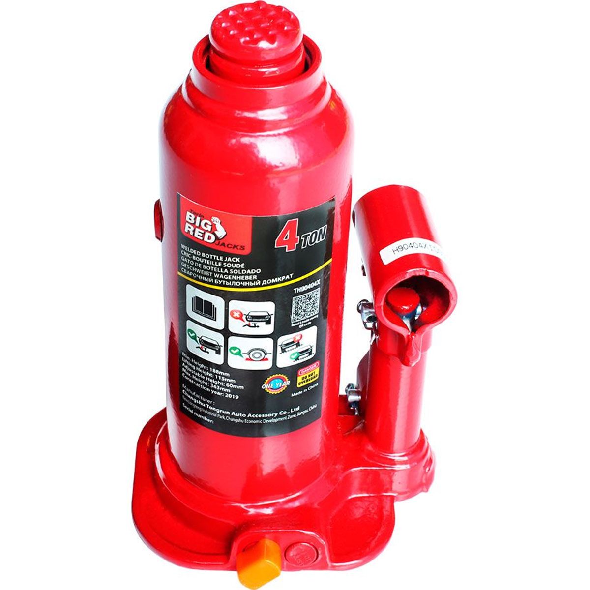 TORIN BIG RED - Gato De Botella Hidráulico De 4 Toneladas Trabajo Pesado