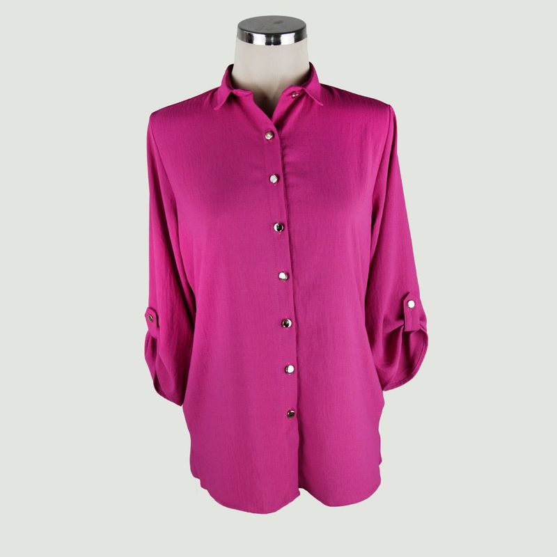 L Y H - Blusa Para Mujer Manga 3/4 Fucsia Marca L&H