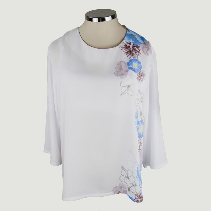 L Y H - Blusa Para Mujer Manga 3/4 Celeste Marca L&H