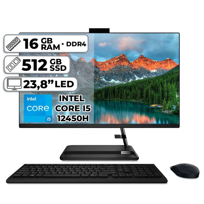 LENOVO - TODO EN UNO LENOVO INTEL CORE I5 12450H 16GB RAM 512GB SSD PANTALLA 238″ FHD