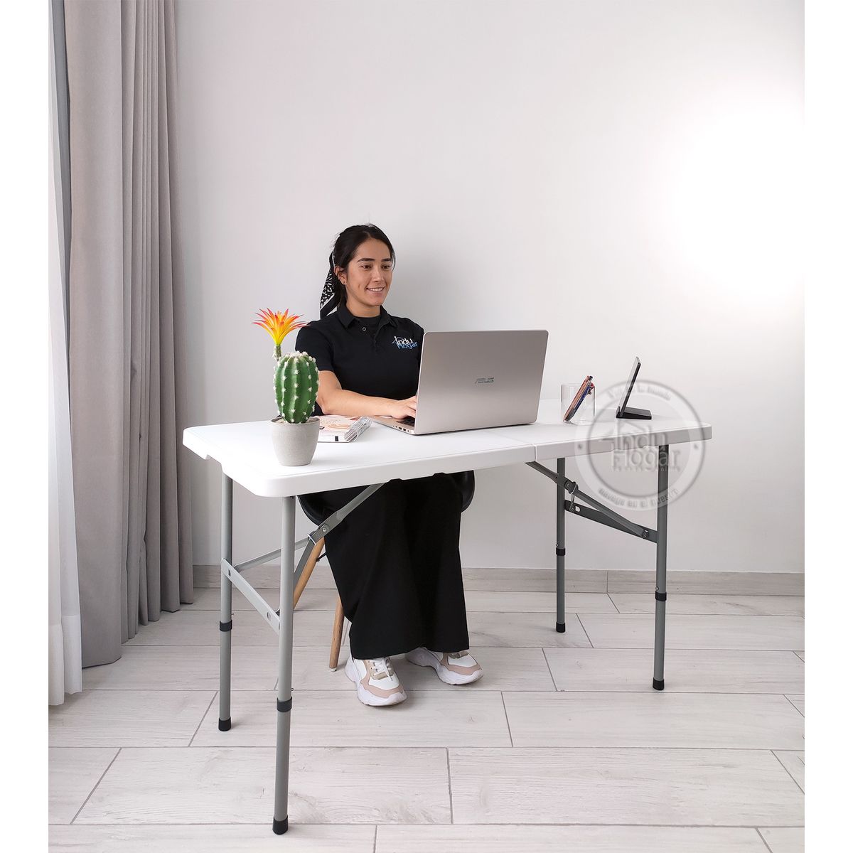 INDUHOGAR - Mesa plegable escritorio banquetera 122x61x73cms marca induhogar