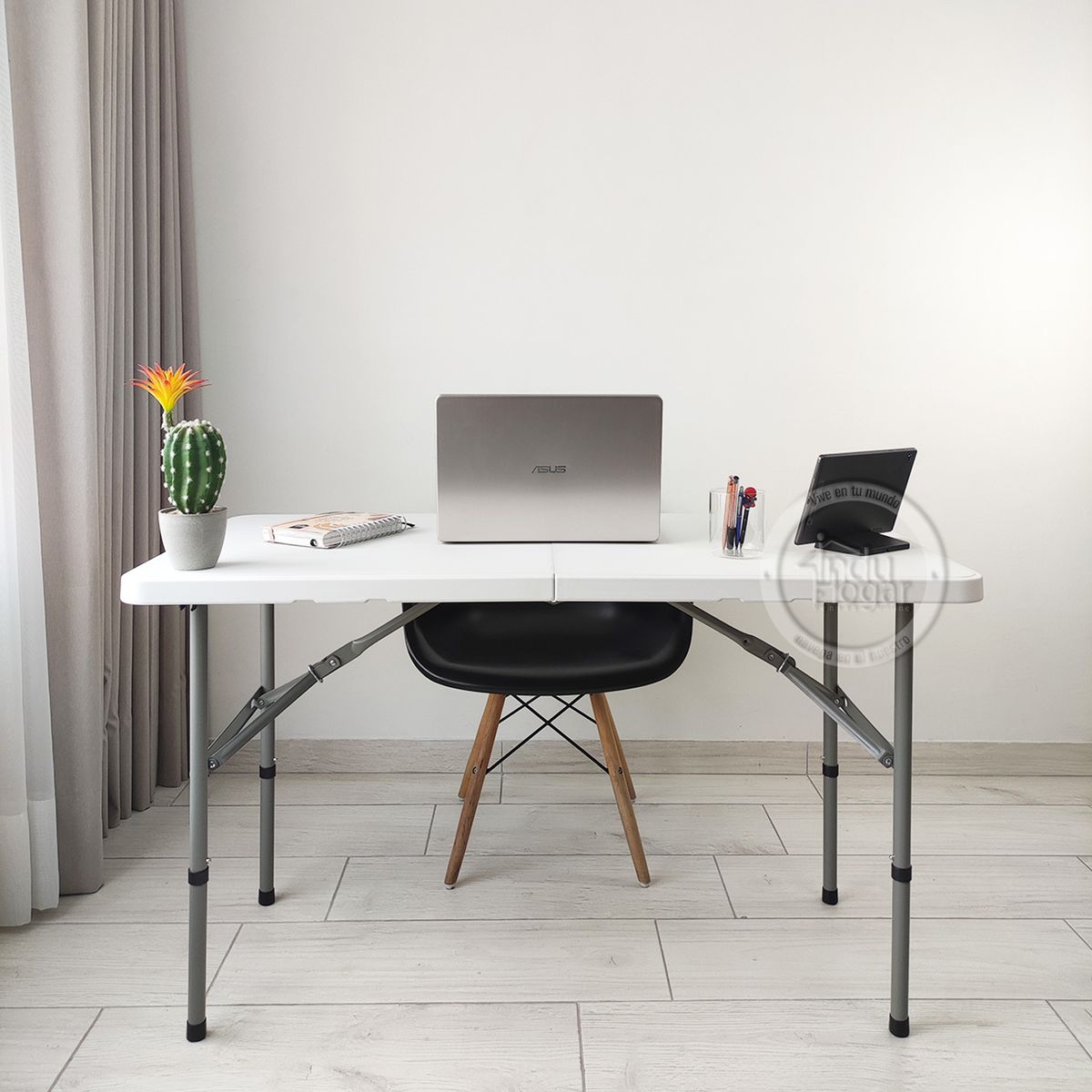 INDUHOGAR - Mesa plegable escritorio banquetera 122x61x73cms marca induhogar