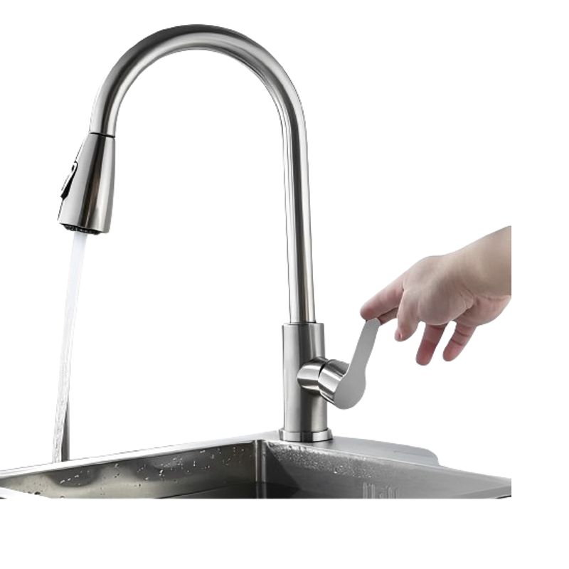 GENERICO - Llave Grifo Extensible Lavaplatos Monocontrol Niquel Plateada