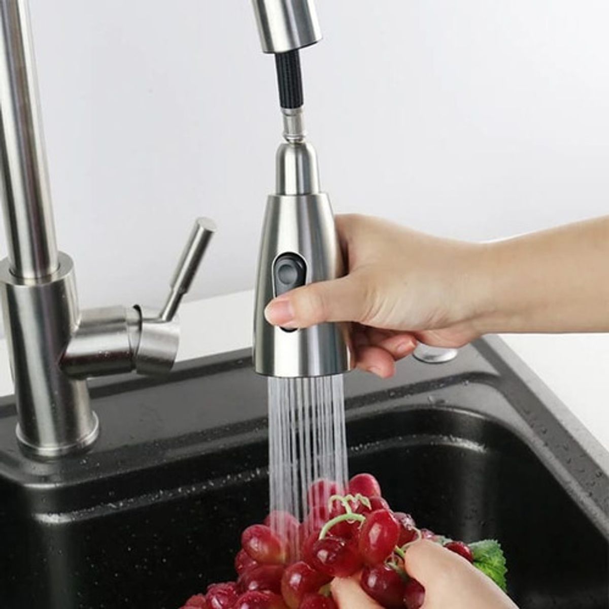 GENERICO - Llave Grifo Extensible Lavaplatos Monocontrol Niquel Plateada