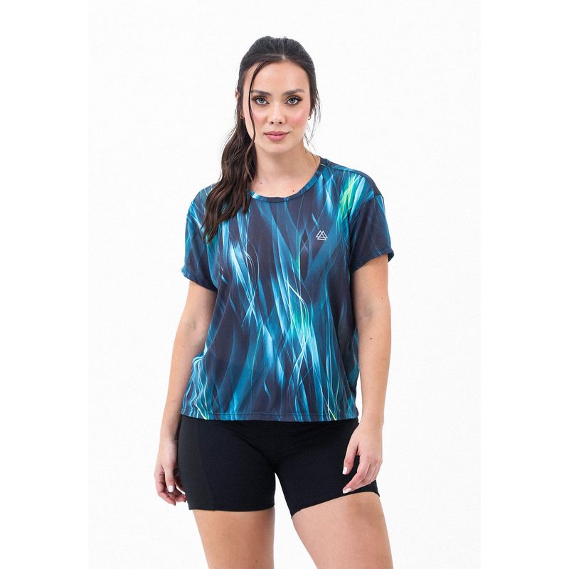 BELIFE - Camiseta Deportiva Azul Sublimada Para Mujer Belife.