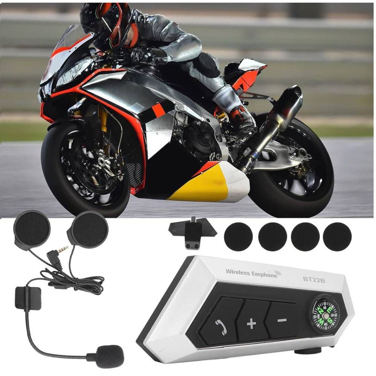 GENERAL - Auriculares Bluetooth Impermeable Para Cascos De Motos BT22B