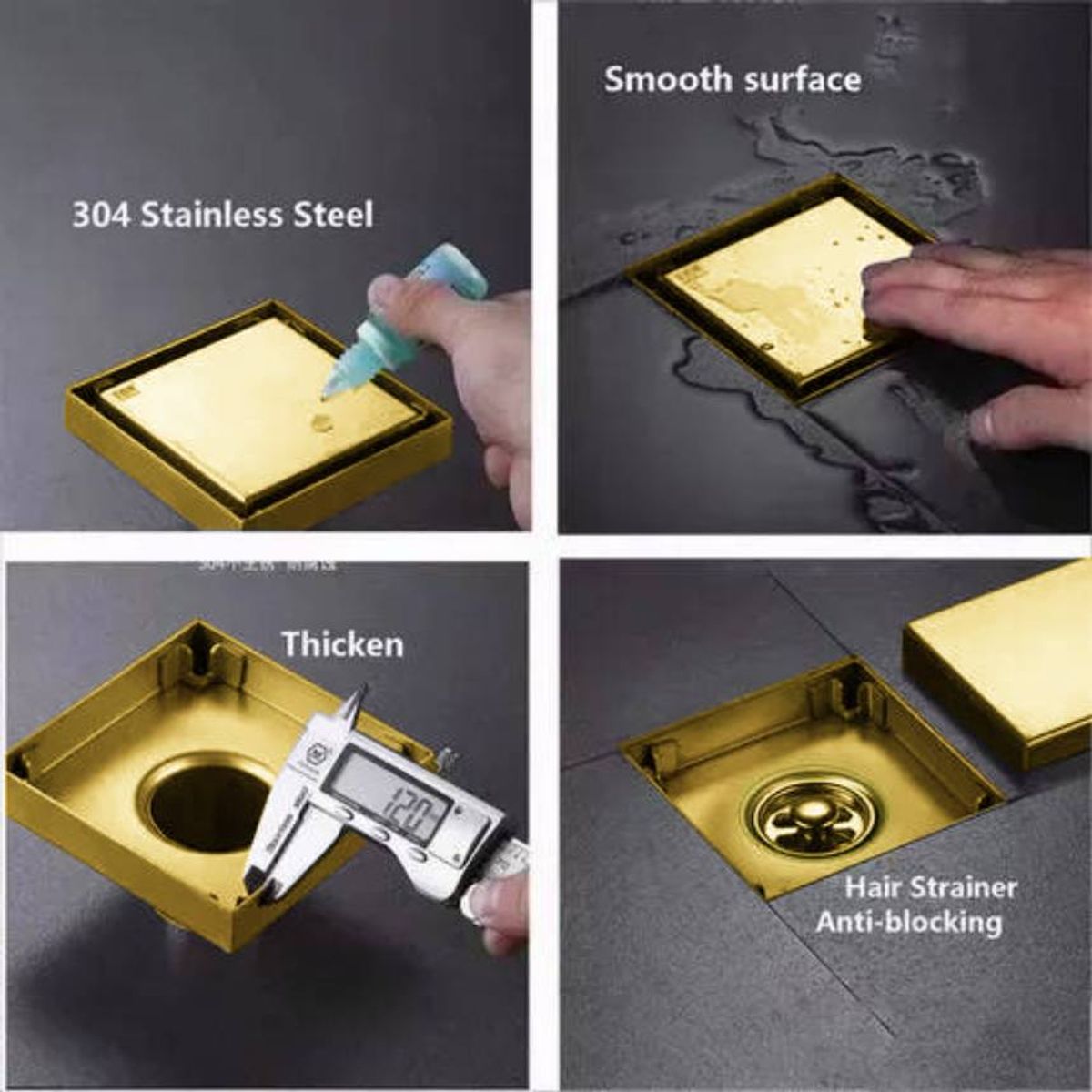 GENERICO - Rejilla Acero 10cm Panel Oculto Dorado Opaco Anti-olor Tames