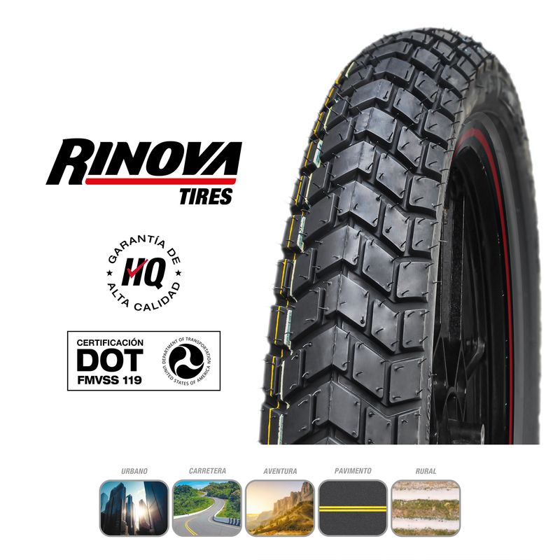 MERLIN ROD RINOVA - Llanta Doble Propósito 9090-17 Rt-639 Tt 63l Rinova Tires