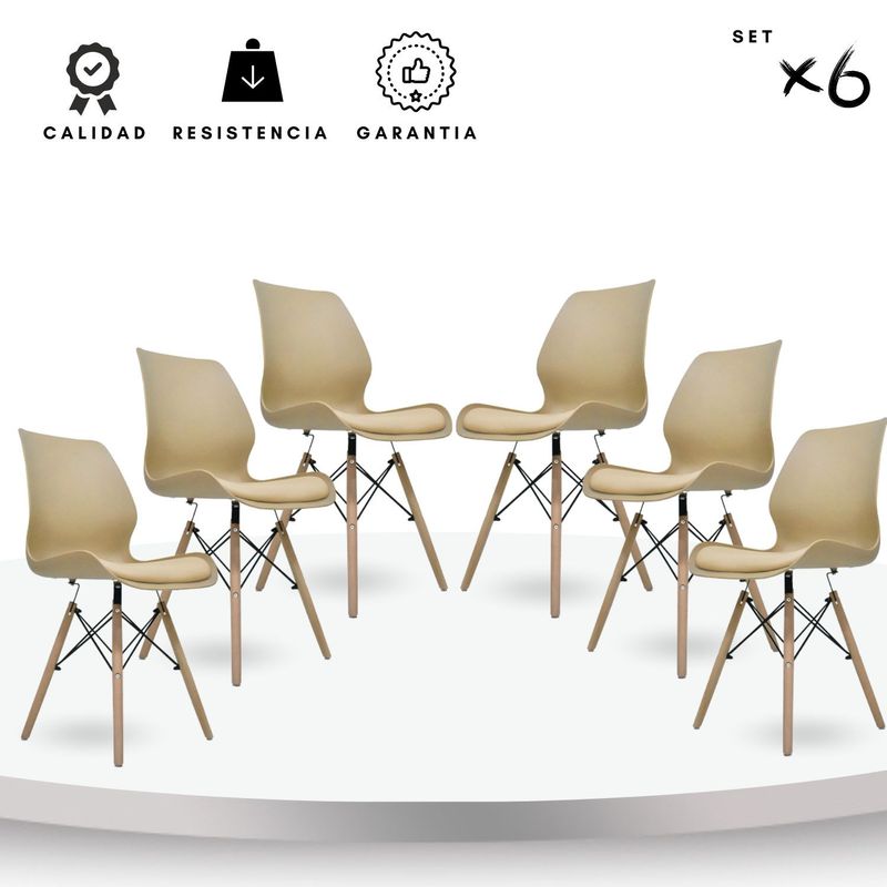 EKONOMODO COLOMBIA - Set X 6 Sillas Emile Beige