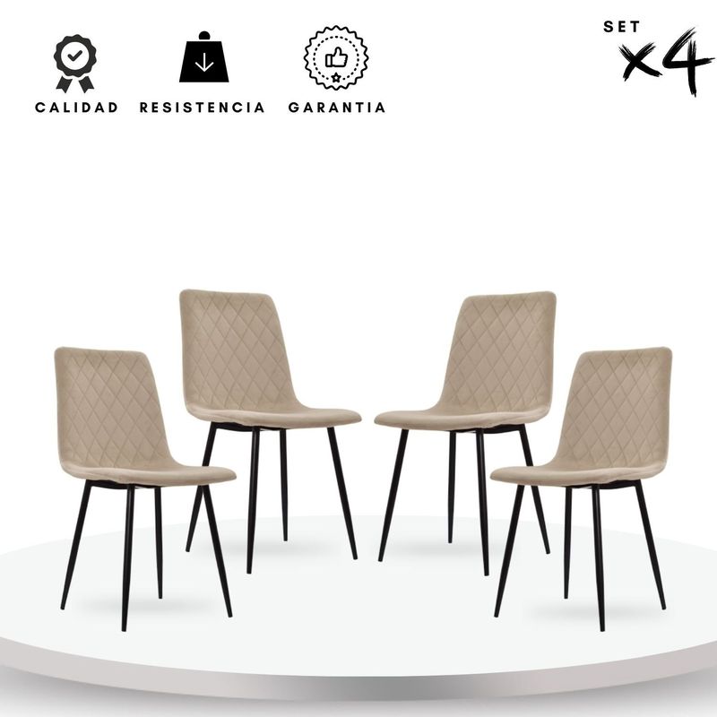 EKONOMODO COLOMBIA - Silla de comedor Tapizada Best Arena Set X4