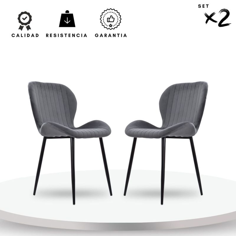 EKONOMODO COLOMBIA - SET X2 SILLAS BELLA GRIS