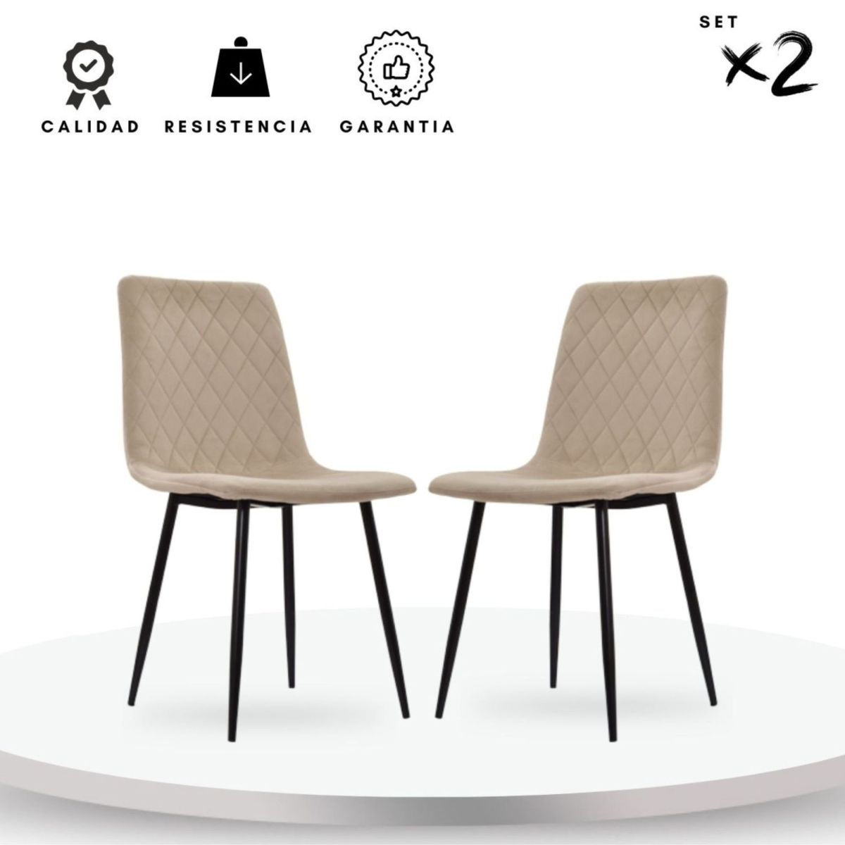 EKONOMODO COLOMBIA - Silla de comedor Tapizada Best Arena Set X2
