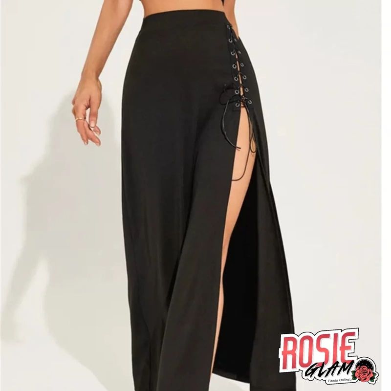 ROSIEGLAM - Falda Ajustada Abertura