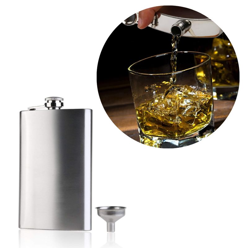 GENERICO - Whiskera Licorera Plateada 8onz Acero Inoxidable