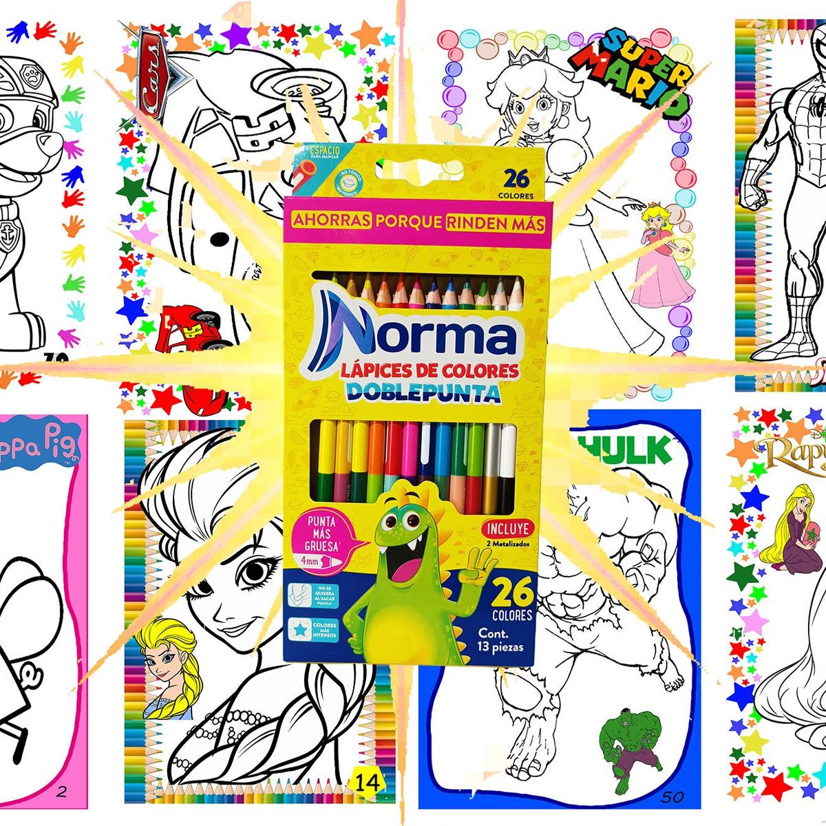 NORMA - Colores Norma x13 Doble Punta + 8 Hojas A3 Para Colorear