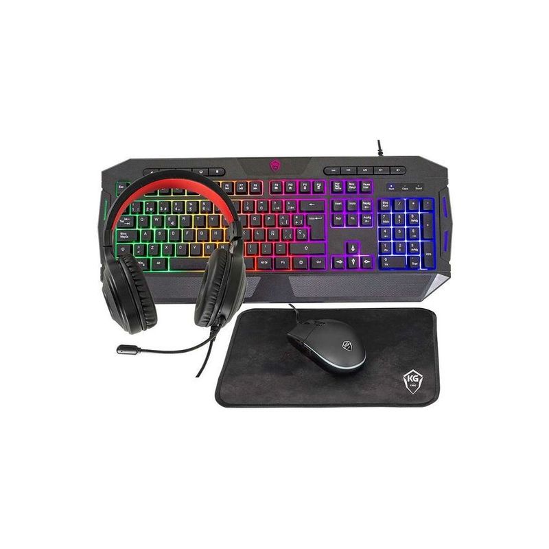 KALLEY - Combo kalley alámbrico tecladomouse audífonos padmouse gaming negro