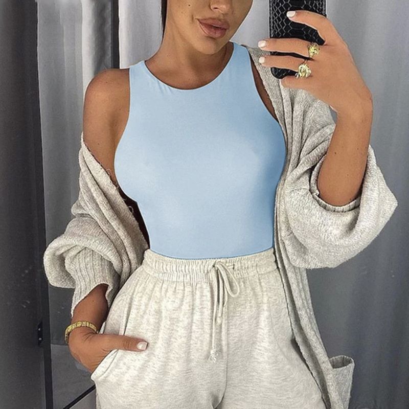 SYK - Body Para Mujer Unicolor Sin Manga