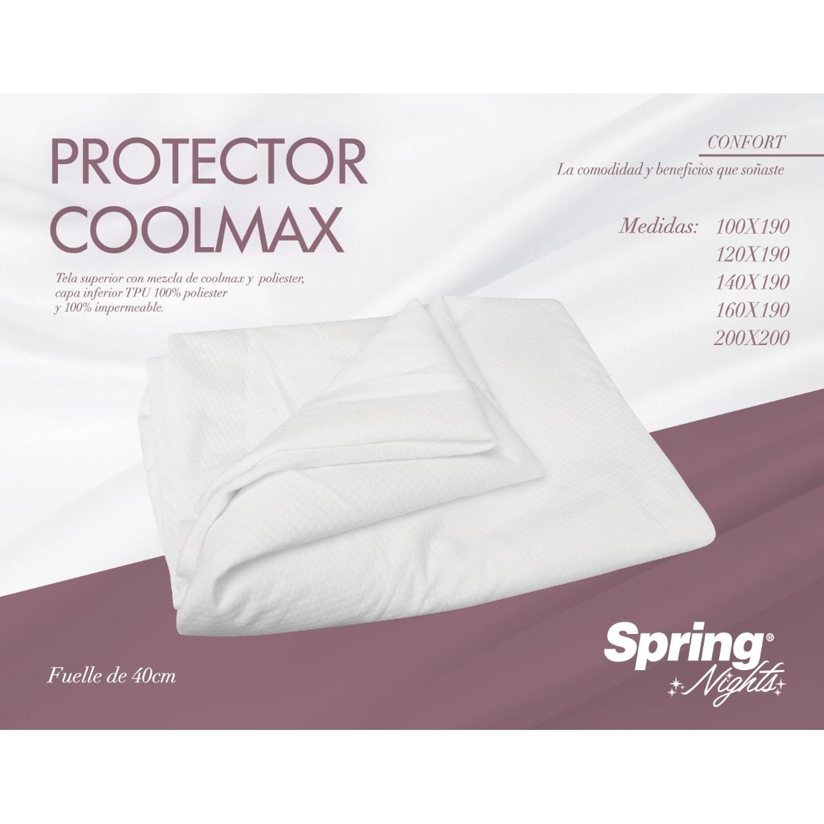 SPRING - PROTECTOR COOLMAX SPRING NIGTHS SENCILLO