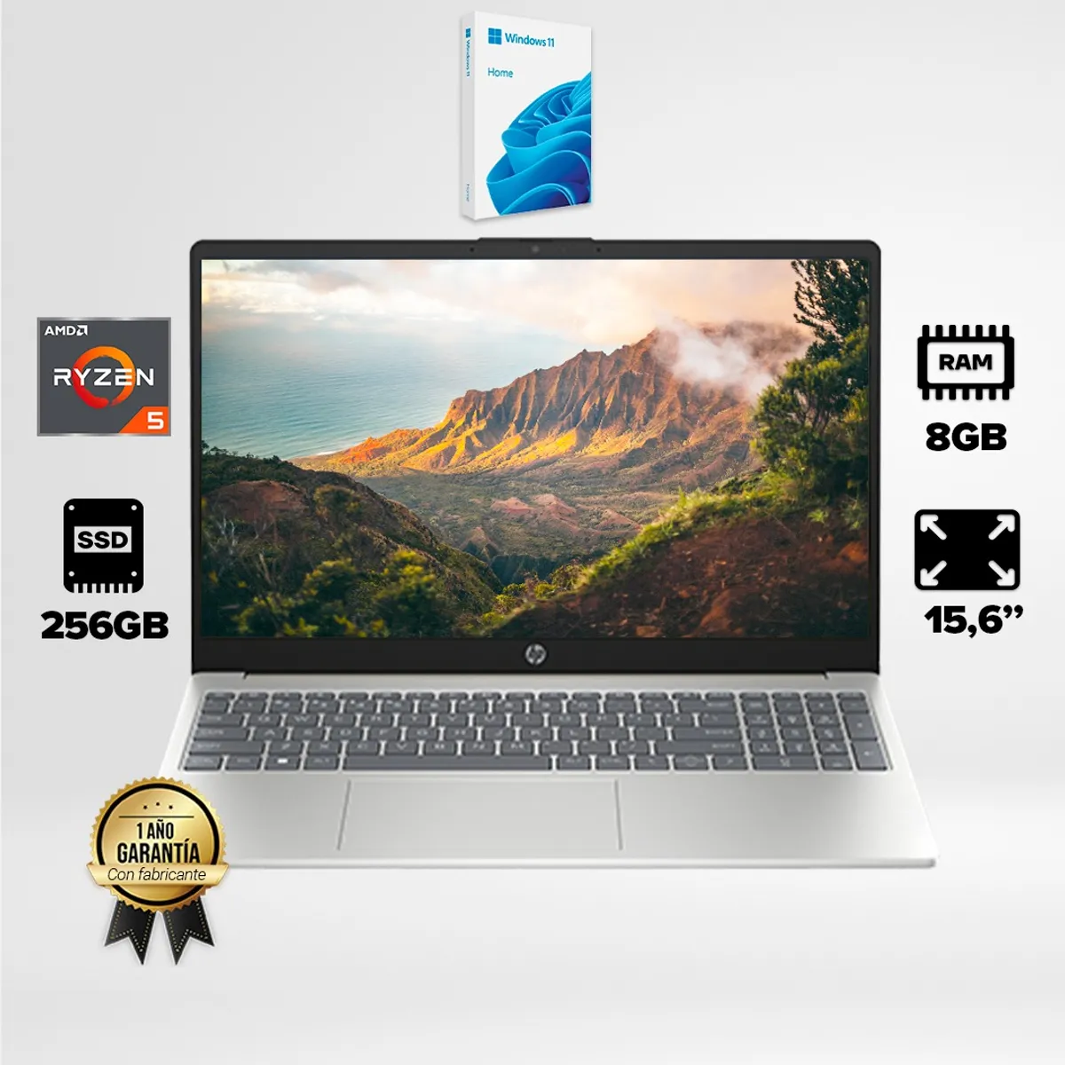 HP - Portatil Hp  Ryzen 5 /  RAM  8GB / SSD 256GB / 15.6 FHD