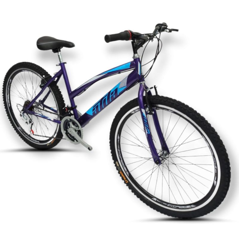 ATILA - Bicicleta todoterreno para mujer Rin 26 18 cambios morada