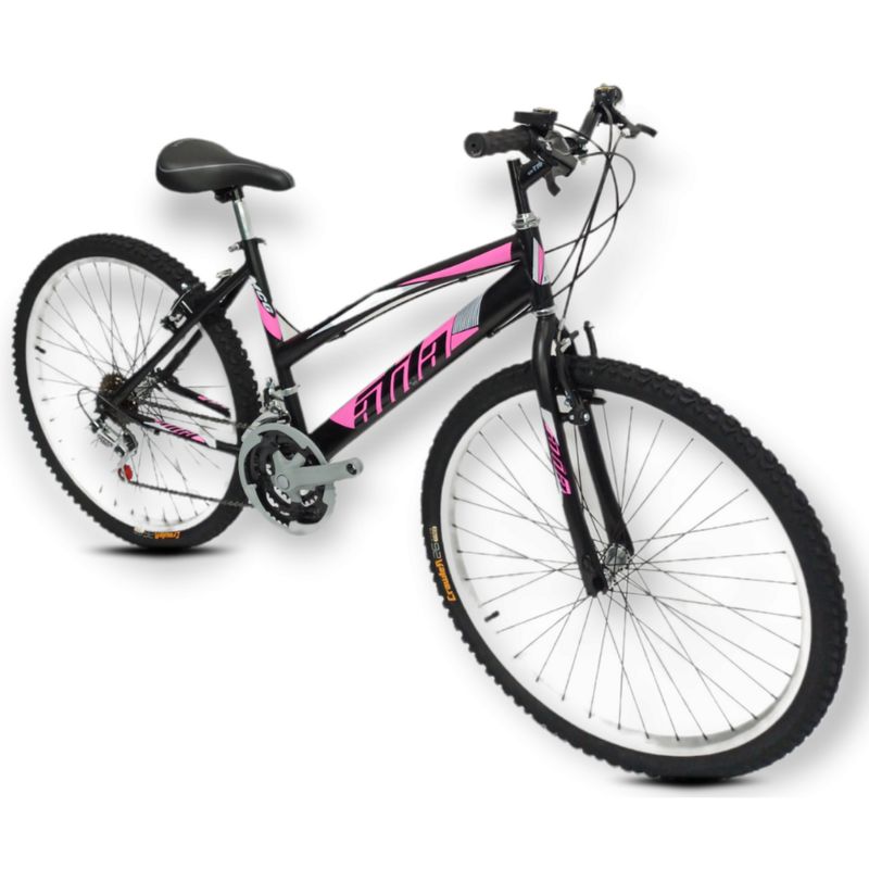 ATILA - Bicicleta todoterreno para mujer rin 26 18 cambios negro