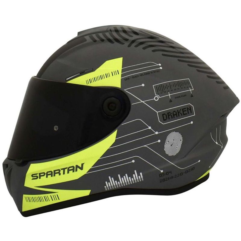 SPARTAN - CASCO MOTO SPARTAN DRAKEN FINGERPRINT GRIS MATE TALLA S