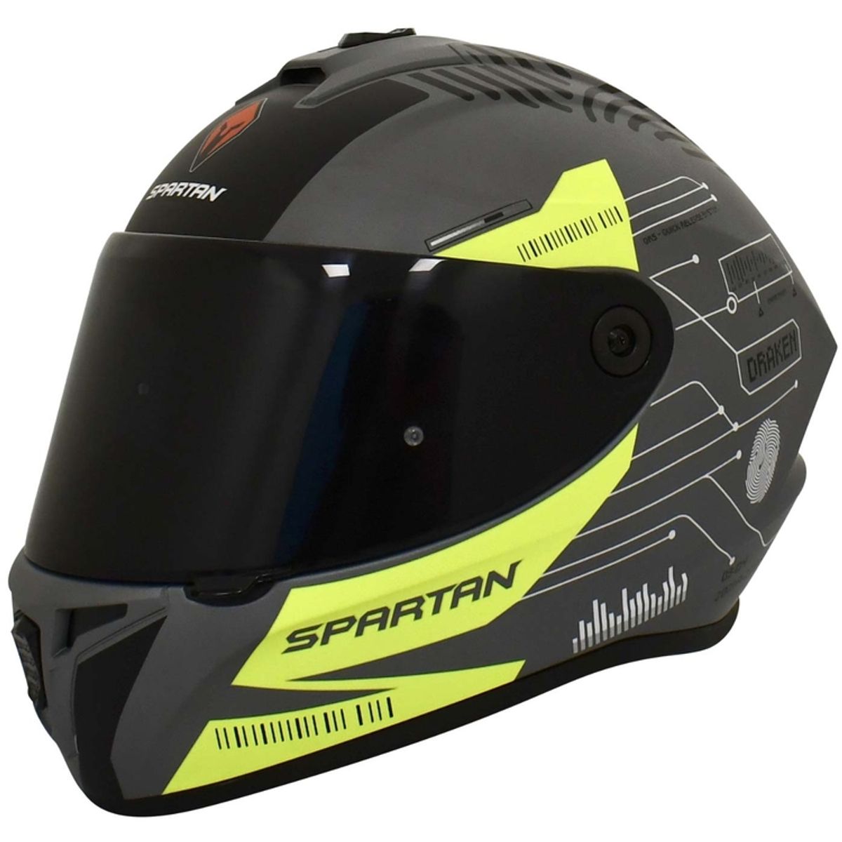 SPARTAN - CASCO MOTO SPARTAN DRAKEN FINGERPRINT GRIS MATE TALLA M