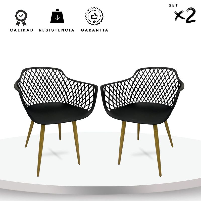 EKONOMODO COLOMBIA - Silla De Diseño Trina Negra SET X2