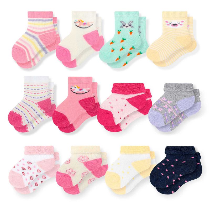 MR HAPPY - Media Calcetín Bebé Acolchada Mrhappy Pack x 12 Pares