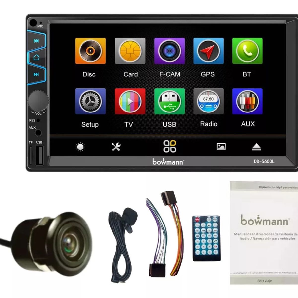BOWMANN - Radio Carro Pantalla Tactil 7 Mirrorlink USB SD Bowmann DD-5600L