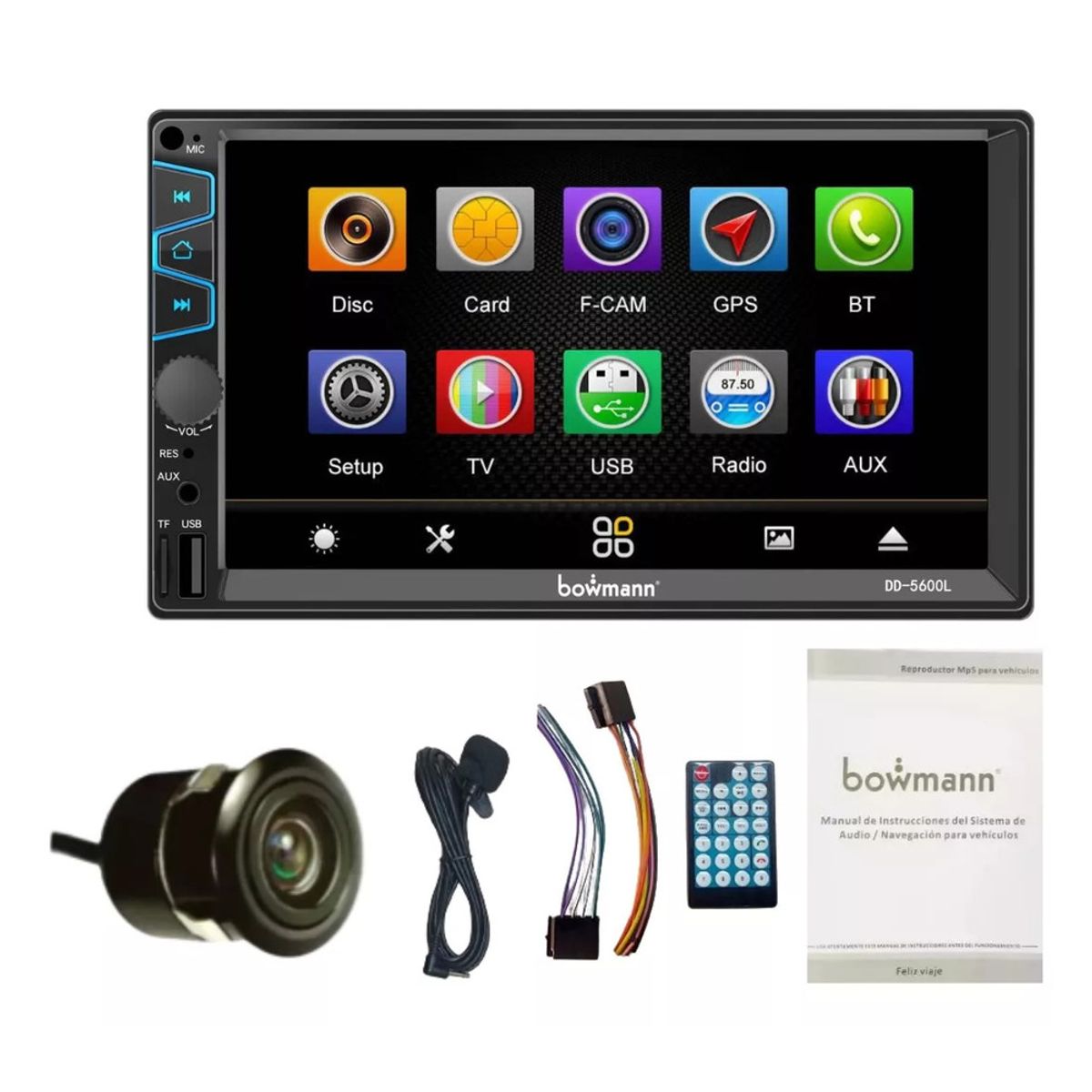 BOWMANN - Radio Carro Pantalla Tactil 7 Mirrorlink USB SD Bowmann DD-5600L