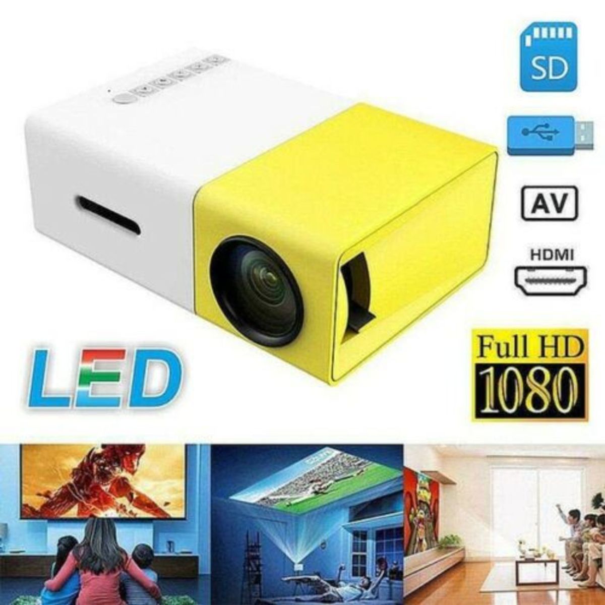 GENERICO - Video Beam Proyector Mini Led Hdmi Yg300 60 Pulgadas