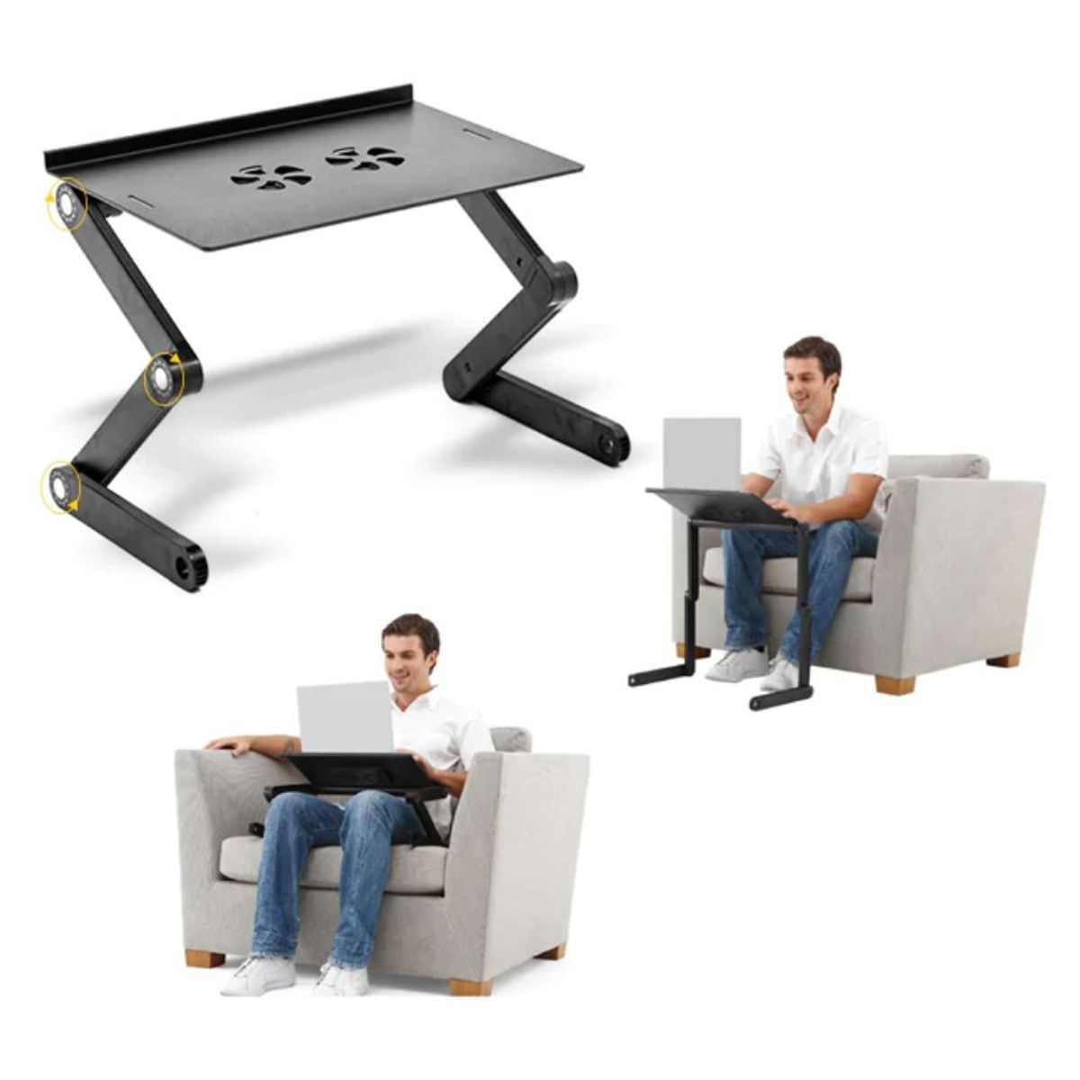 GENERICO - Mesa Ajustable Portátil Multiuso Laptop Table T8 Ventilación