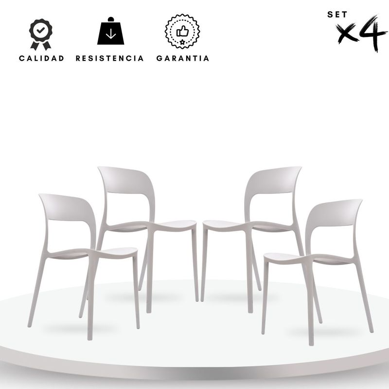 EKONOMODO COLOMBIA - Set X4 Sillas Multipropósito Abi Gris