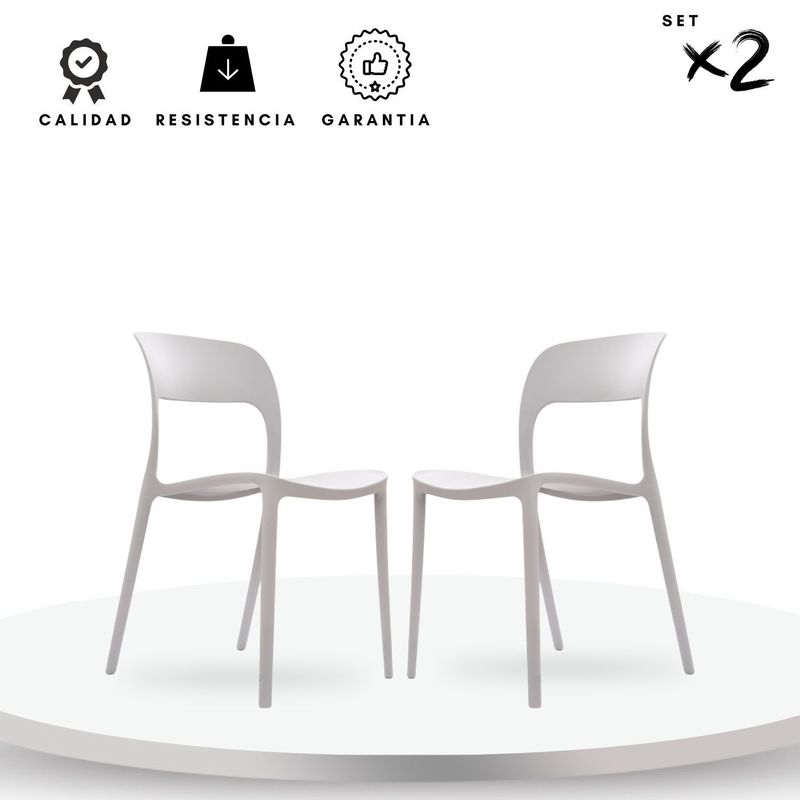 EKONOMODO COLOMBIA - Silla Multipropósito Abi Gris Set X2